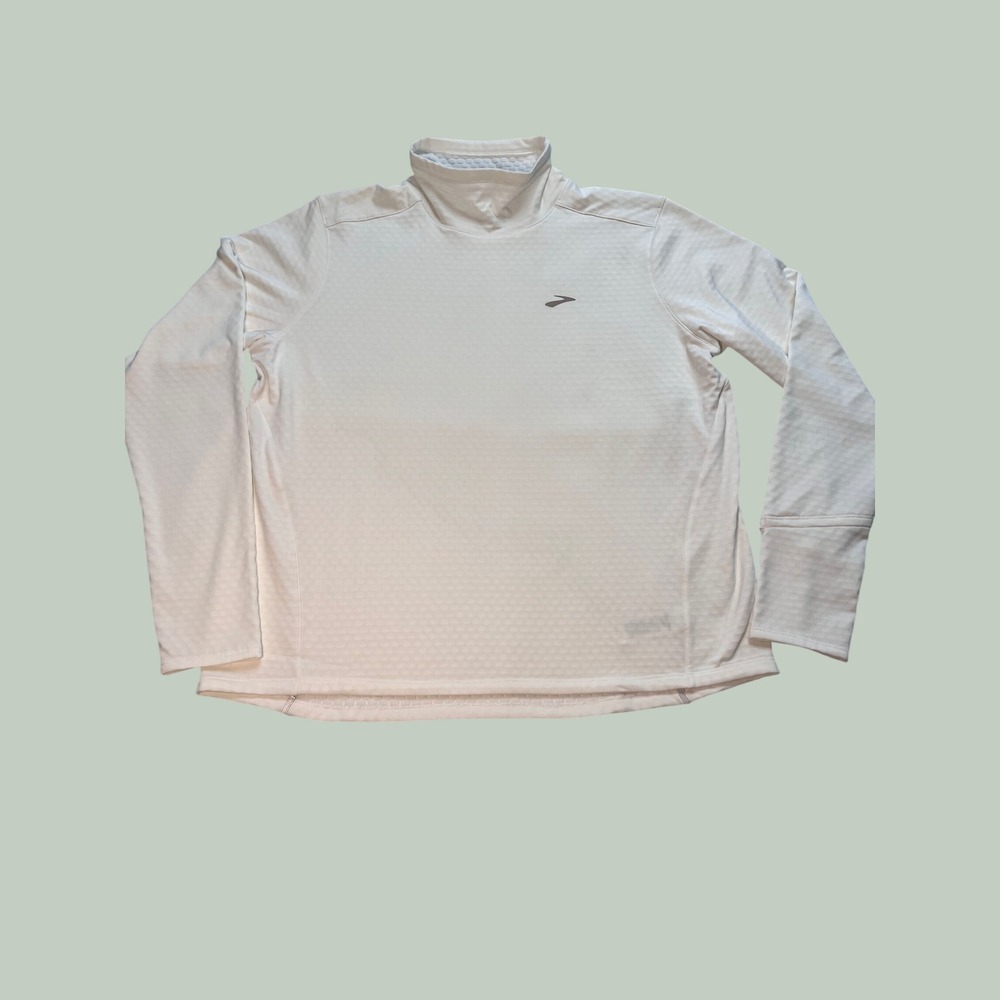 Brooks Womens Notch Thermal Long Sleeve 3.0 White Running Shirt XL 221739100.040